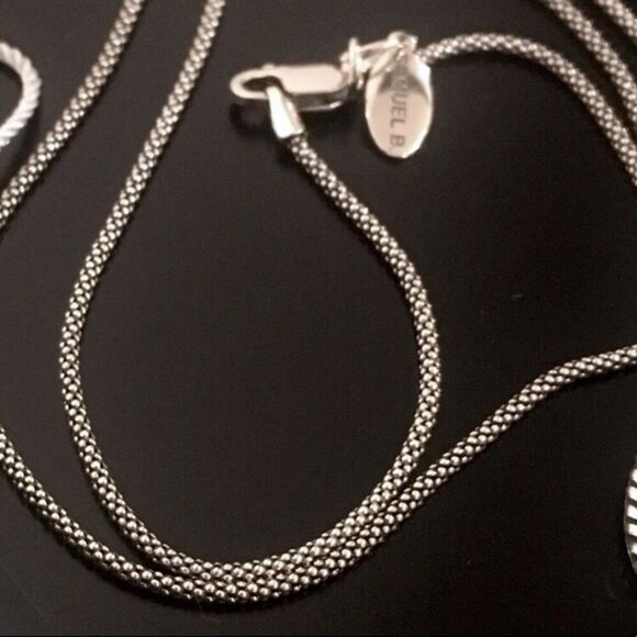 SAMUEL B Sterling Silver Popcorn Necklace Oxidized Caviar Chain 20” NWT - Picture 5 of 9